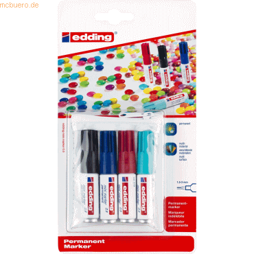 10 x Edding Permanentmarker edding mini 0.5 1,5-3mm schwarz, blau, tür von Edding