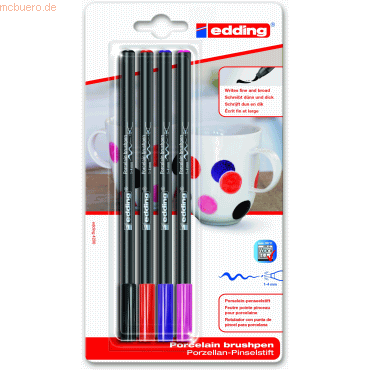 10 x Edding Porzellan-Pinselstift edding 4200 1-4mm schwarz, rot, viol von Edding
