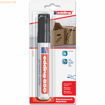 4 x Edding Permanentmarker edding 850 Keilspitze schwarz Blister 4 x Edding Permanentmarker edding 850 Keilspitze schwarz Blister von Edding