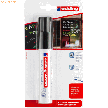 6 x Edding Kreidemarker edding 4090 4-15mm schwarz 6 x Edding Kreidemarker edding 4090 4-15mm schwarz von Edding