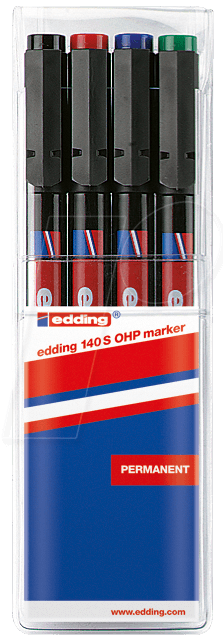 EDDING 140S/4S - OHP Marker, Spitze 0,3 mm, 4-farbig sortiert von Edding