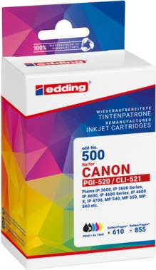 EDDING Druckerpatrone ersetzt Canon PGI-520+CLI-521 MP Kompatibel Schwarz Cyan Magenta (18-500-01) von Edding