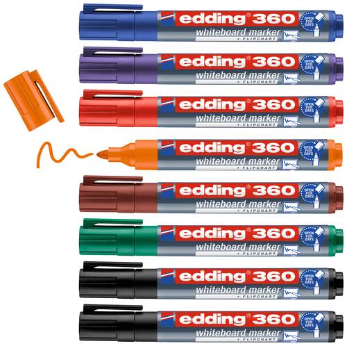 Edding 4-360-8-S2999 Whiteboardmarker Set Schwarz, Rot, Blau, Grün, Orange, Braun, Violett 8St. Edding 4-360-8-S2999 Whiteboardmarker Set Schwarz, Rot, Blau, Grün, Orange, Braun, Violett 8St. von Edding