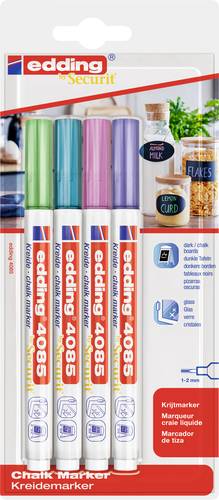 Edding 4085 4-4085-4-1MET Kreidemarker Blau (metallic), Grün (metallic), Pink (metallic), Violett m von Edding