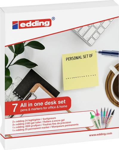 Edding 7 All in one desk set 4-BTWDESK Permanentmarker Schwarz, Blau, Rot, Grün, Pink wasserfest: Ja Edding 7 All in one desk set 4-BTWDESK Permanentmarker Schwarz, Blau, Rot, Grün, Pink wasserfest: Ja von Edding
