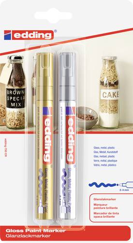 Edding 750 4-750-2-1-53-54 Lackmarker Gold, Silber 2 mm, 3 mm, 4mm Edding 750 4-750-2-1-53-54 Lackmarker Gold, Silber 2 mm, 3 mm, 4mm von Edding