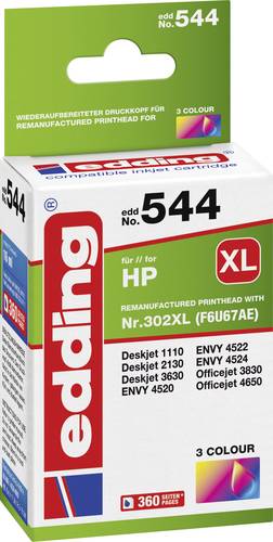 Edding Druckerpatrone 18-544 Kompatibel ersetzt HP 302XL, F6U67AE Cyan, Magenta, Gelb 18-544 von Edding