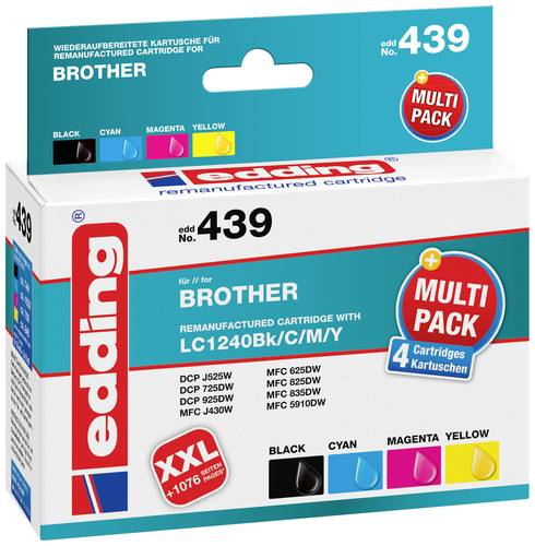 Edding Druckerpatrone ersetzt Brother LC-1240BK, LC-1240C, LC-1240M, LC-1240Y Kompatibel Kombi-Pack von Edding