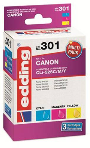 Edding Druckerpatrone ersetzt Canon CLI-526C, CLI-526M, CLI-526Y Kompatibel Kombi-Pack Cyan, Magenta von Edding