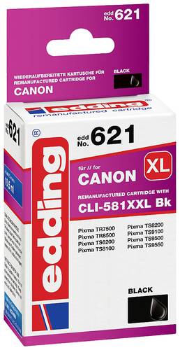 Edding Druckerpatrone ersetzt Canon CLI-581BK XXL Kompatibel Photo Schwarz EDD-621 18-621 von Edding