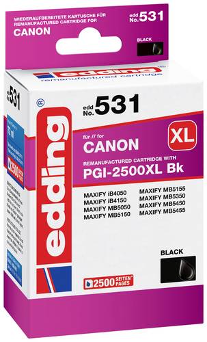 Edding Druckerpatrone ersetzt Canon PGI-2500BK XL Kompatibel Schwarz EDD-531 18-531 von Edding
