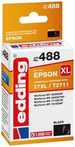 Edding Druckerpatrone ersetzt Epson 27XL, T2711 Kompatibel Schwarz EDD-488 18-488 von Edding