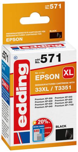 Edding Druckerpatrone ersetzt Epson 33XL, T3351 Kompatibel Schwarz EDD-571 18-571 von Edding