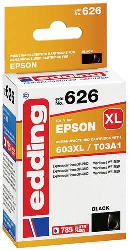 Edding Druckerpatrone ersetzt Epson 603XL, T03A1 Kompatibel Schwarz EDD-626 18-626 von Edding