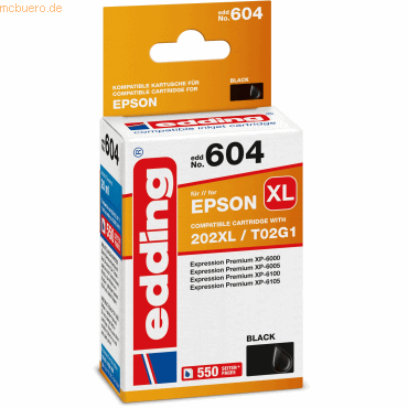 Edding Druckerpatrone kompatibel mit Epson 202XL black von Edding