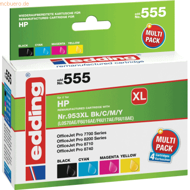 Edding Druckerpatronenmultipack für HP 953XL (L0S70/F6U16/F6U17/F6U18) von Edding