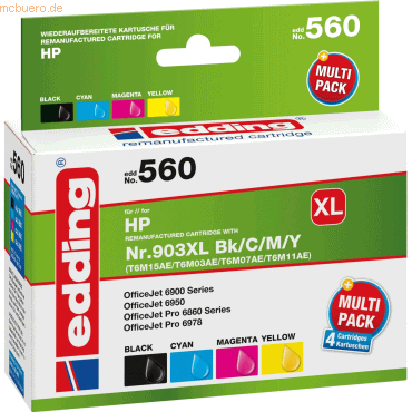 Edding Druckerpatronenmultipack für HP No. 903XL (T6M15+T6M03+T6M07+T6 Edding Druckerpatronenmultipack für HP No. 903XL (T6M15+T6M03+T6M07+T6 von Edding