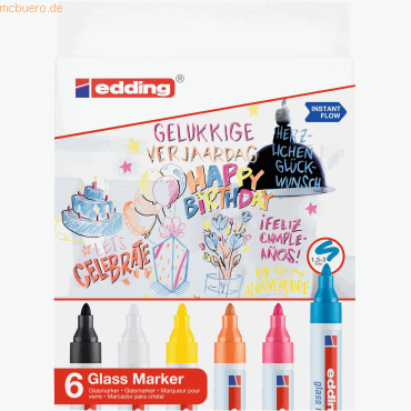 Edding Glasmarker edding 95 VE=6 Stück sortiert Edding Glasmarker edding 95 VE=6 Stück sortiert von Edding