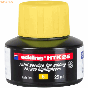 Edding Nachfülltinte edding HTK 25 für edding Highlighter 25ml gelb von Edding