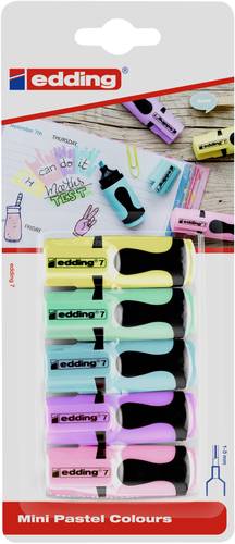 Edding Textmarker 7 Mini 4-7-5-1099 Gelb, Orange, Rosa, Hellblau, Hellgrün 1 mm, 3mm von Edding