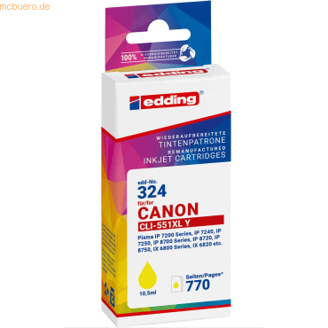 Edding Tintenpatrone ersetzt Canon CLI-551 yellow Edding Tintenpatrone ersetzt Canon CLI-551 yellow von Edding