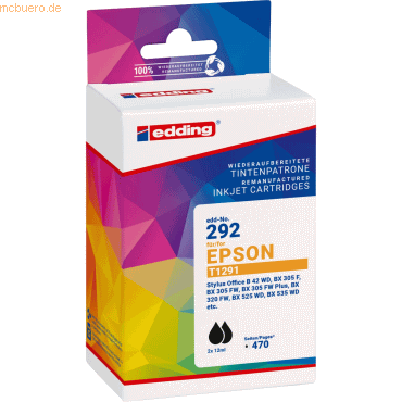 Edding Tintenpatrone ersetzt Epson T1291 black Doppelpack Edding Tintenpatrone ersetzt Epson T1291 black Doppelpack von Edding