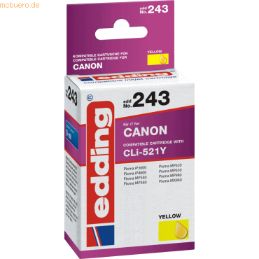 Edding Tintenpatrone kompatibel mit Canon CLI-521 yellow von Edding