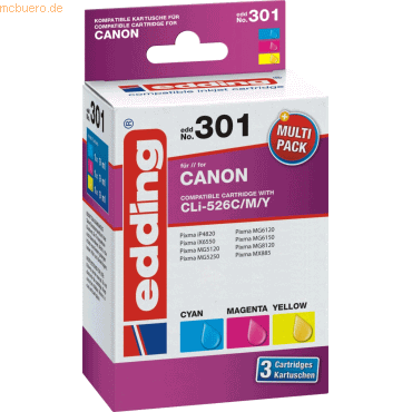 Edding Tintenpatrone kompatibel mit Canon CLI-526 colour Multipack 3 von Edding
