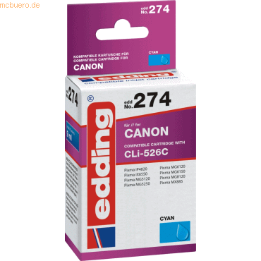 Edding Tintenpatrone kompatibel mit Canon CLI-526 cyan von Edding