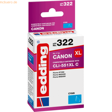 Edding Tintenpatrone kompatibel mit Canon CLI-551 cyan von Edding