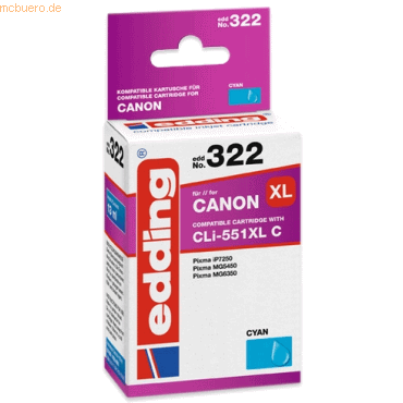 Edding Tintenpatrone kompatibel mit Canon CLI-551 cyan von Edding
