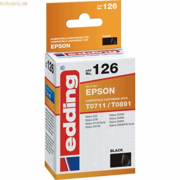 Edding Tintenpatrone kompatibel mit Epson T0711/T0891 black von Edding