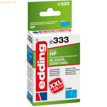 Edding Tintenpatrone kompatibel mit HP 920XL cyan Edding Tintenpatrone kompatibel mit HP 920XL cyan von Edding