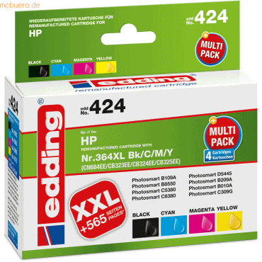 Edding Tintenpatronen Multipack 4 kompatibel mit HP 364XL schwarz + co Edding Tintenpatronen Multipack 4 kompatibel mit HP 364XL schwarz + co von Edding