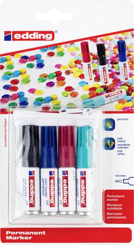 Edding e-0.5/4 4-05-4-1 Permanentmarker Schwarz, Blau, Rot, Hellblau wasserfest: Ja von Edding