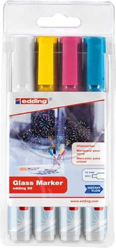 Viltstift edding 95 glasbord assorti incl wit | 10 stuks von Edding