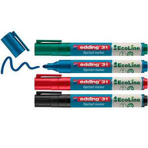 edding 31 Ecoline Flipchart-Marker farbsortiert 1,5 - 3,0 mm, 4 St. von Edding