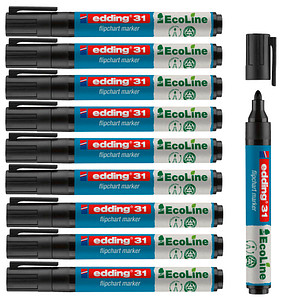 edding 31 Ecoline Flipchart-Marker schwarz 1,5 - 3,0 mm, 10 St. von Edding