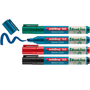 edding 32 Ecoline Flipchart-Marker farbsortiert 1,0 - 5,0 mm, 4 St. von Edding