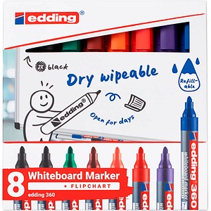 edding 360 Whiteboard-Marker farbsortiert 1,5 - 3,0 mm, 8 St. edding 360 Whiteboard-Marker farbsortiert 1,5 - 3,0 mm, 8 St. von Edding