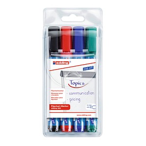 edding 380 Flipchart-Marker farbsortiert 1,5 - 3,0 mm, 4 St. von Edding