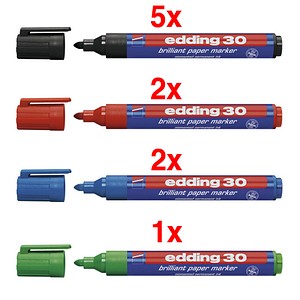 edding Brilliant-Paper-Marker 30 Permanentmarker farbsortiert 1,5 - 3,0 mm, 10 St. von Edding