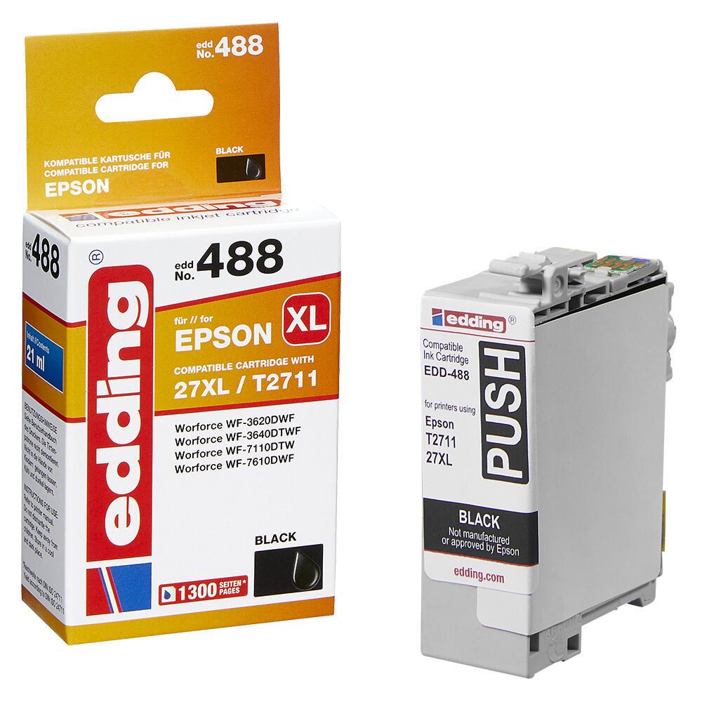 edding Druckerpatrone EDD-488 schwarz kompatibel zu EPSON 27XL / T2711XL edding Druckerpatrone EDD-488 schwarz kompatibel zu EPSON 27XL / T2711XL von Edding