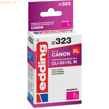 edding Druckerpatrone kompatibel mit Canon CLI-551XL magenta von Edding