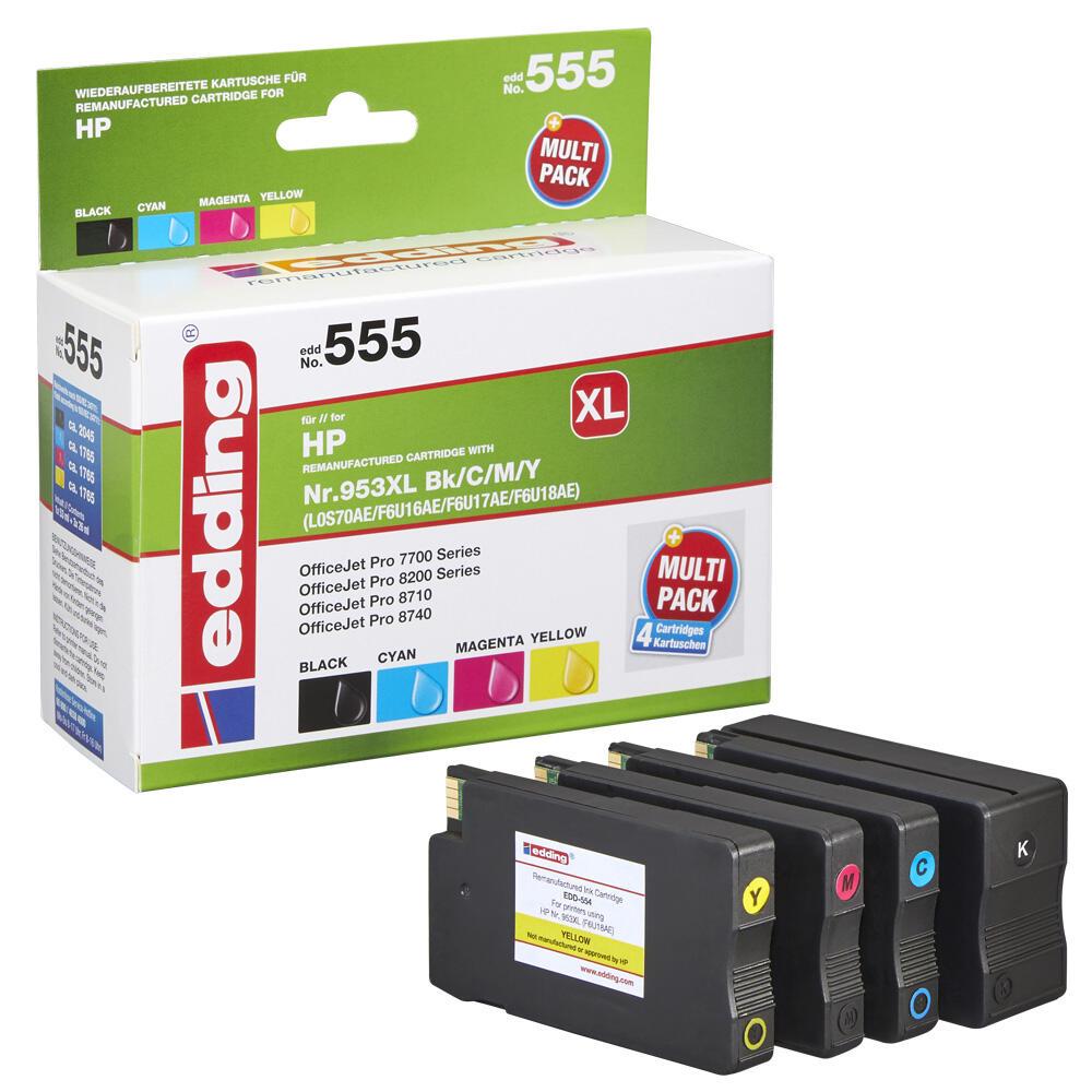 edding Druckerpatronen EDD-555 schwarz, cyan, magenta, gelb kompatibel zu HP ... edding Druckerpatronen EDD-555 schwarz, cyan, magenta, gelb kompatibel zu HP ... von Edding
