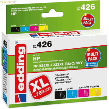 edding Druckerpatronen Multipack kompatibel mit HP No. 932XL/933XL BK/ von Edding