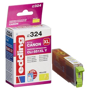 edding EDD-324  gelb Druckerpatrone kompatibel zu Canon CLI-551 XL von Edding