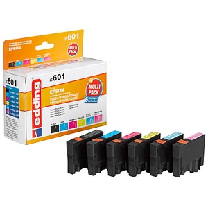 edding EDD-601  schwarz, cyan, magenta, gelb, light cyan, light magenta Druckerpatronen kompatibel zu EPSON T0807, 6er-Set von Edding