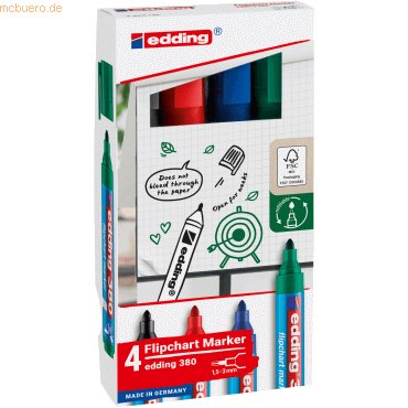 edding Flipchartmarker 380 4-380-4-2 1,5-3mm sortiert 4 Stück edding Flipchartmarker 380 4-380-4-2 1,5-3mm sortiert 4 Stück von Edding