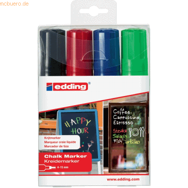 edding Kreidemarker edding 4090 4-15 mm schwarz, rot, blau und grün VE edding Kreidemarker edding 4090 4-15 mm schwarz, rot, blau und grün VE von Edding